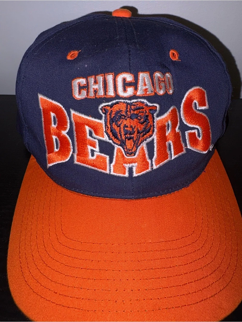 Vintage Chicago Bears Team NFL Snapback Hat Cap Orange Blue USA
